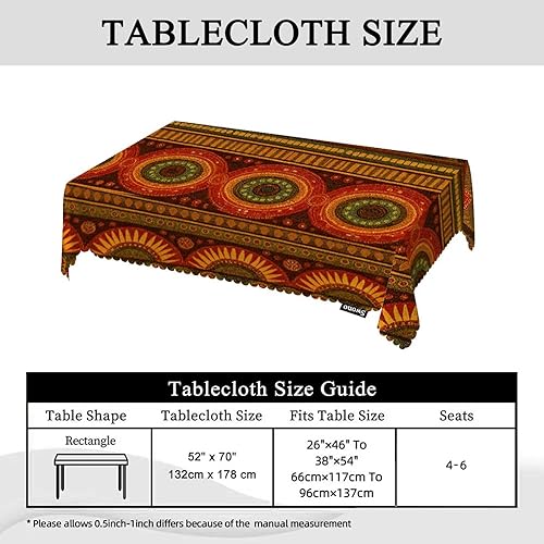 Miniatura 5 de Swono Mantel con diseño tribal y geométrico étnico, rayas africanas, color rojo, 50 x 72 pulgadas, para mesas rectangulares, bufé, fiestas, café,