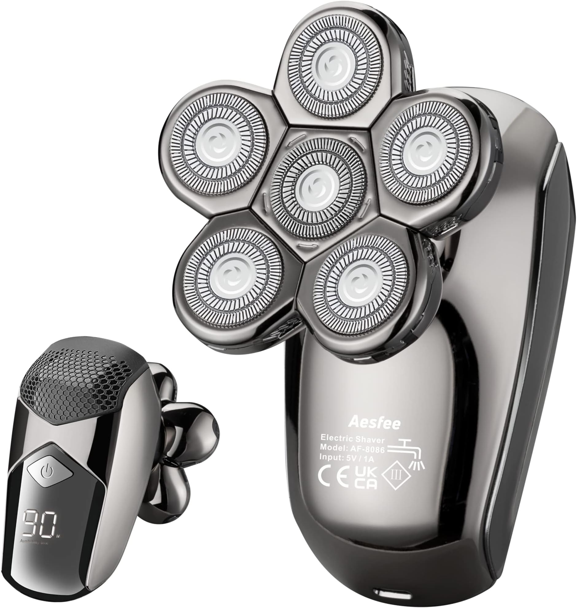 Head Shaver for Bald Men, Electric Razors Wet & Dry Waterproof 6D Rotary Shavers for Head and Face, Men's Electric Head Shavers Cordless, Type-C Charge, Travel Lock, LCD Battery Indicator