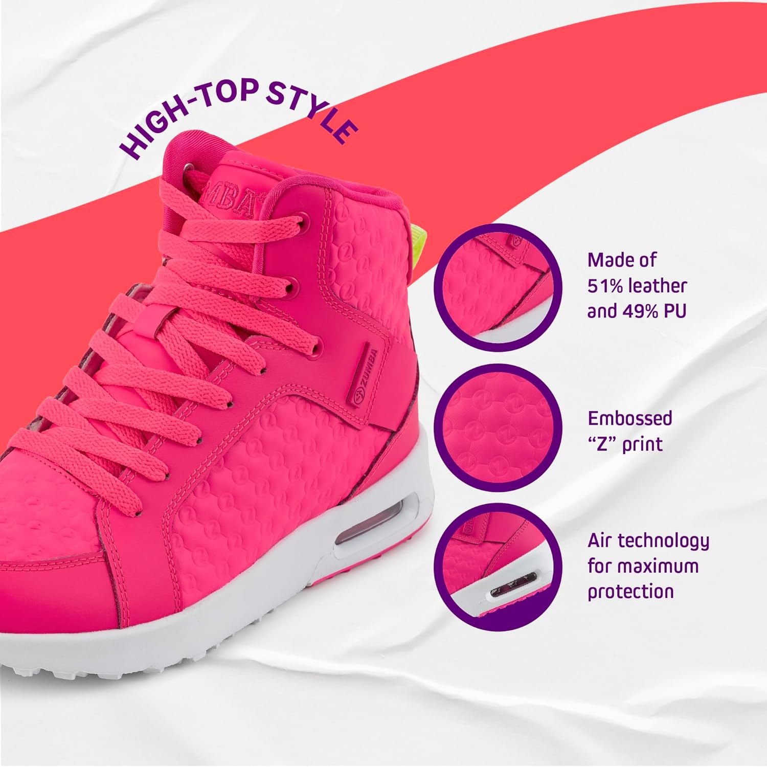 ZUMBA Street Boss Comfy High Top Gym Shoes Active Dance Workout