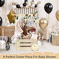 Vista 6 de Cajón Armario de Madera para Baby Shower, Cesta de Baby Shower con Perchero de 33.5 pulgadas de Alto y Columpio, Caja de Bienvenida DIY para Bebé