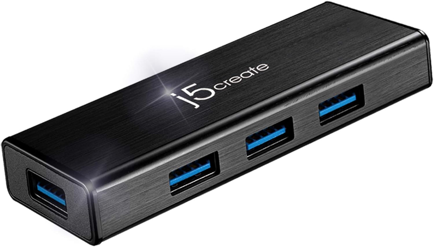j5create 4-Port Powered USB 3.0 Data Hub with 2 ft Extended Cable [15W Power Adapter Included] for Mac, MacBook, Windows, Laptop, Surface, XPS, PC (JUH340)