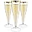 JOLLY CHEF 36 Count Plastic Champagne Flutes 4.5 oz Gold Rim Clear Disposable Toasting Glasses