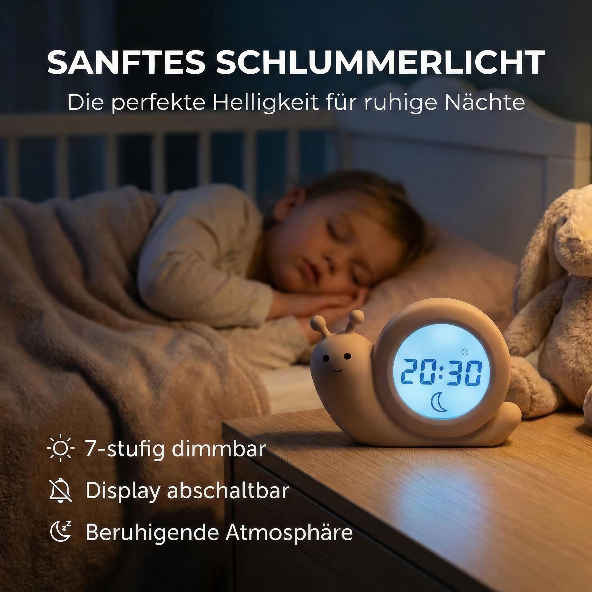 Alecto BC110BE Kinderwecker Schlaftrainer mit Nachtlicht Taupe