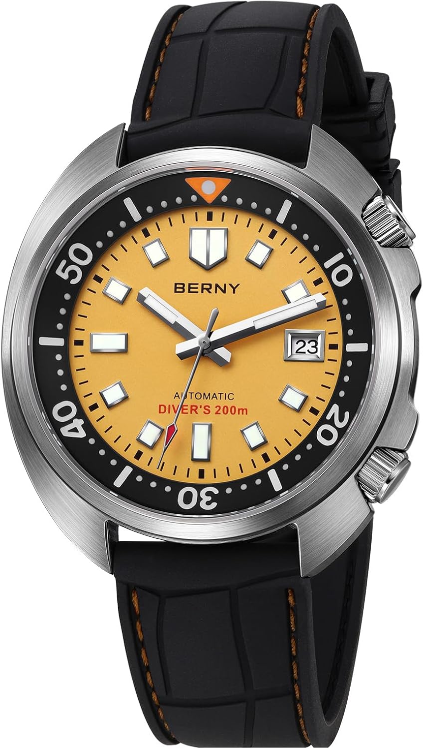 BERNY Automatic Watch for Men 200M Waterproof Dive Watch