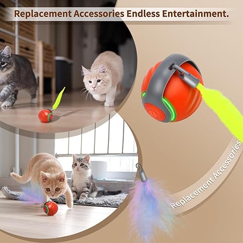 Miniatura 4 de Speedy Tail 2.0 - Juguete interactivo para gatos Pelota inteligente para gatos con cola de plumas, juguete motorizado de movimiento automático para
