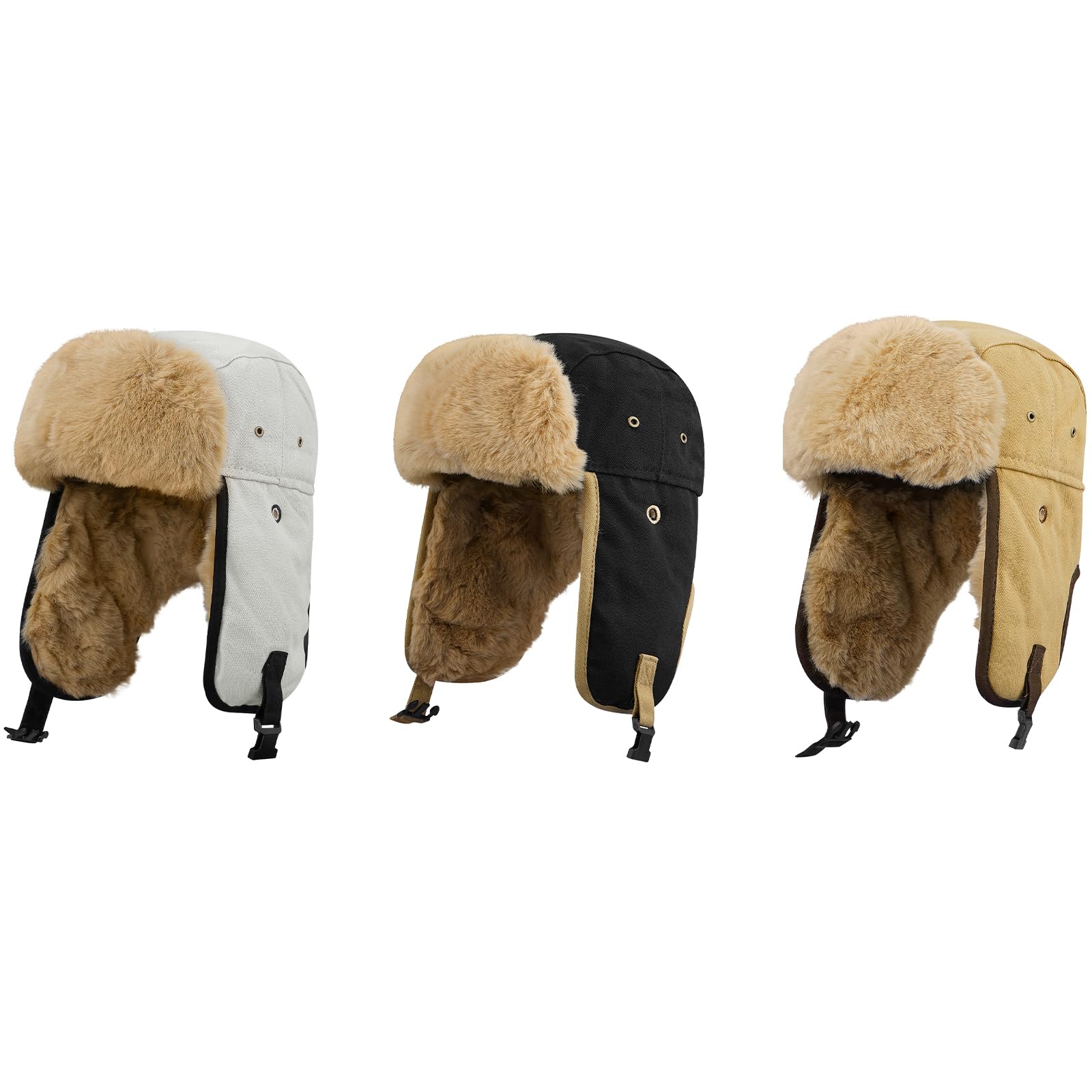 Cappello, Cappelli Invernali da Uomo Trapper Trooper Eskimo Berretto Aviatore con paraorecchie Caldo(DPL5Black)