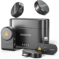Vista 1 de MAONO Micrófono Lavalier inalámbrico para iPhone/Android/cámara/PC, mini micrófono de solapa con 48 khz 24 bits, filtro de voz, cancelación