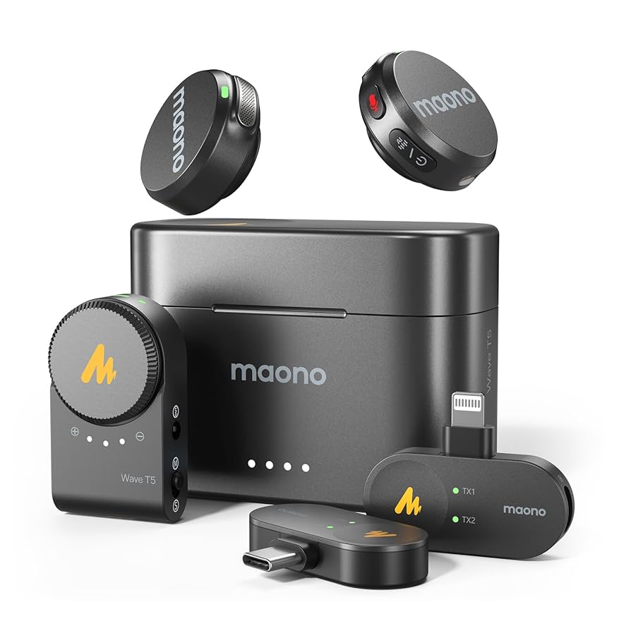 新品 MAONO ピンマイク-ワイヤレスマイク 充電ケース T5 Amazon.com: MAONO Wireless Lavalier Microphone for iPhone