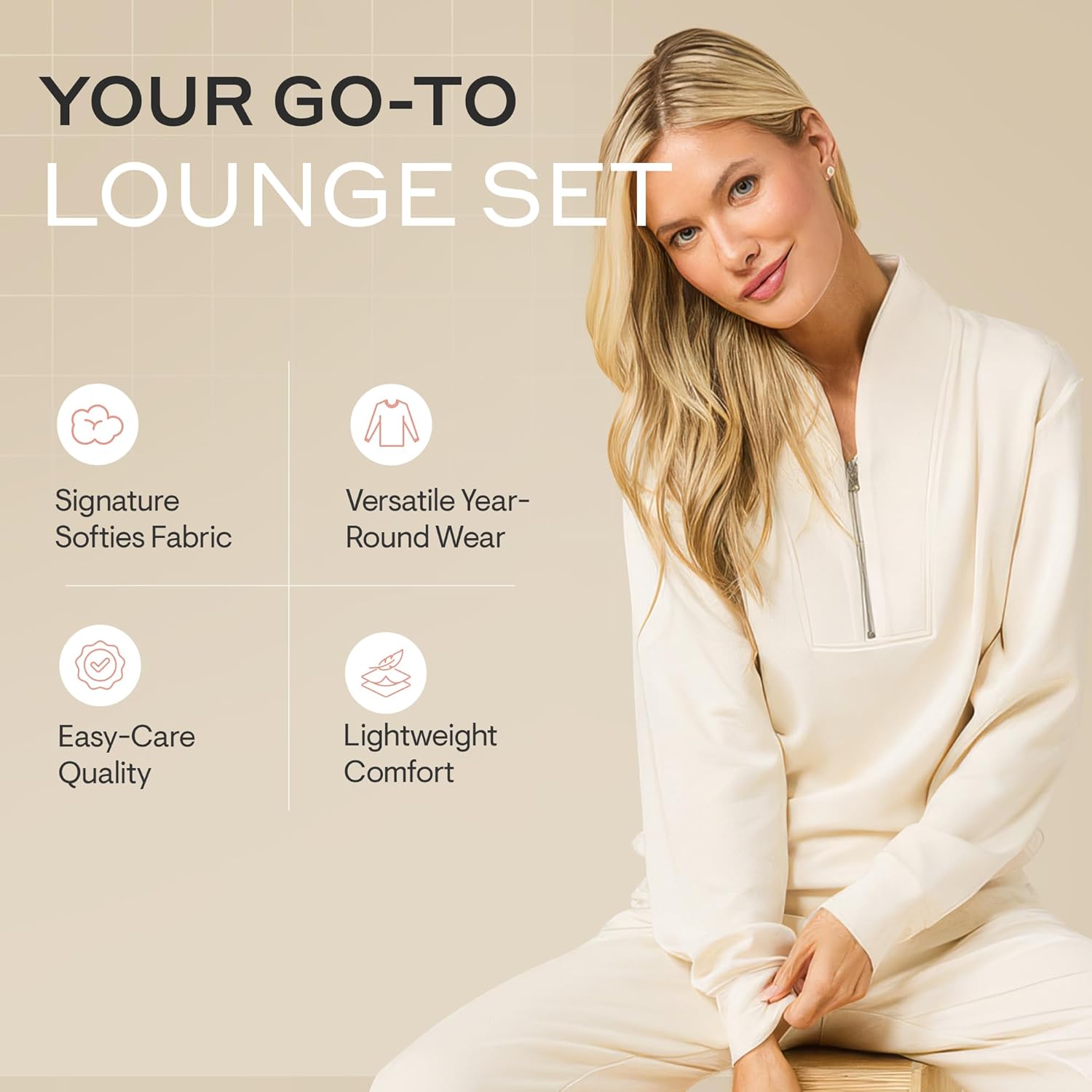 Softies Quarter Zip Jogger Lounge Set for Women Ultra Soft 2 Piece Loungewear with Zip Pullover Top and Jogger Pants - Image 6