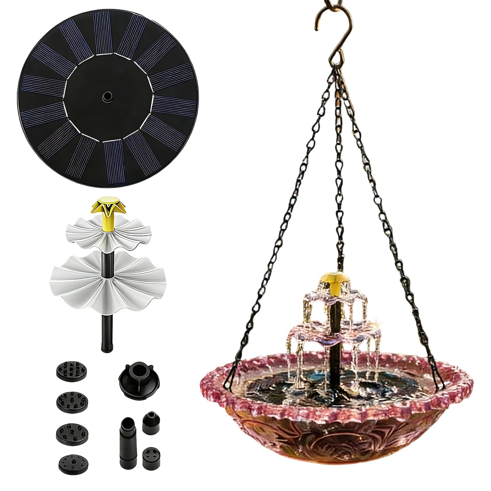 Fontane per da Bagno - Decorativa con Pompa E Spruzzatore - Fontana Solare per Bagno degli | per Attirare e Fringuelli, Arredo Esterno per Giardino Laghetto