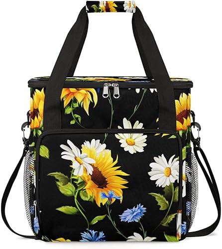 Cafetera de hojas de margaritas de girasol, bolsa de transporte de viaje, compatible con Keurig K-Mini o K-Mini Plus, portátil, de una sola porción,