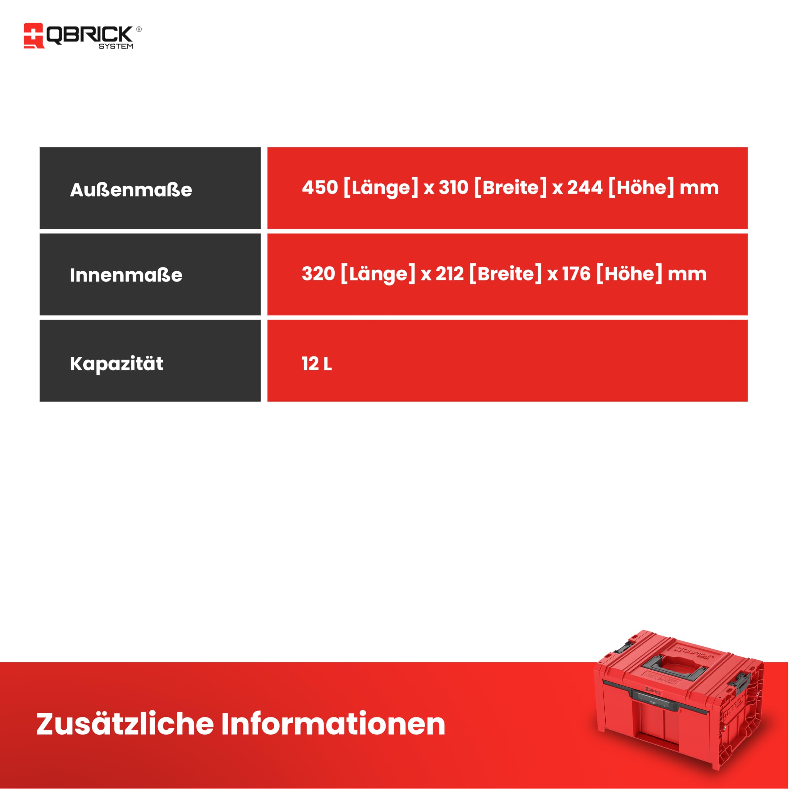 Extra robuste Schublade für schwere Werkzeuge – Der Werkzeugkoffer bietet eine tiefe, voll ausziehbare Schublade auf Metallschienen, ideal für sperrige Elektrowerkzeuge und Handwerkzeuge.
