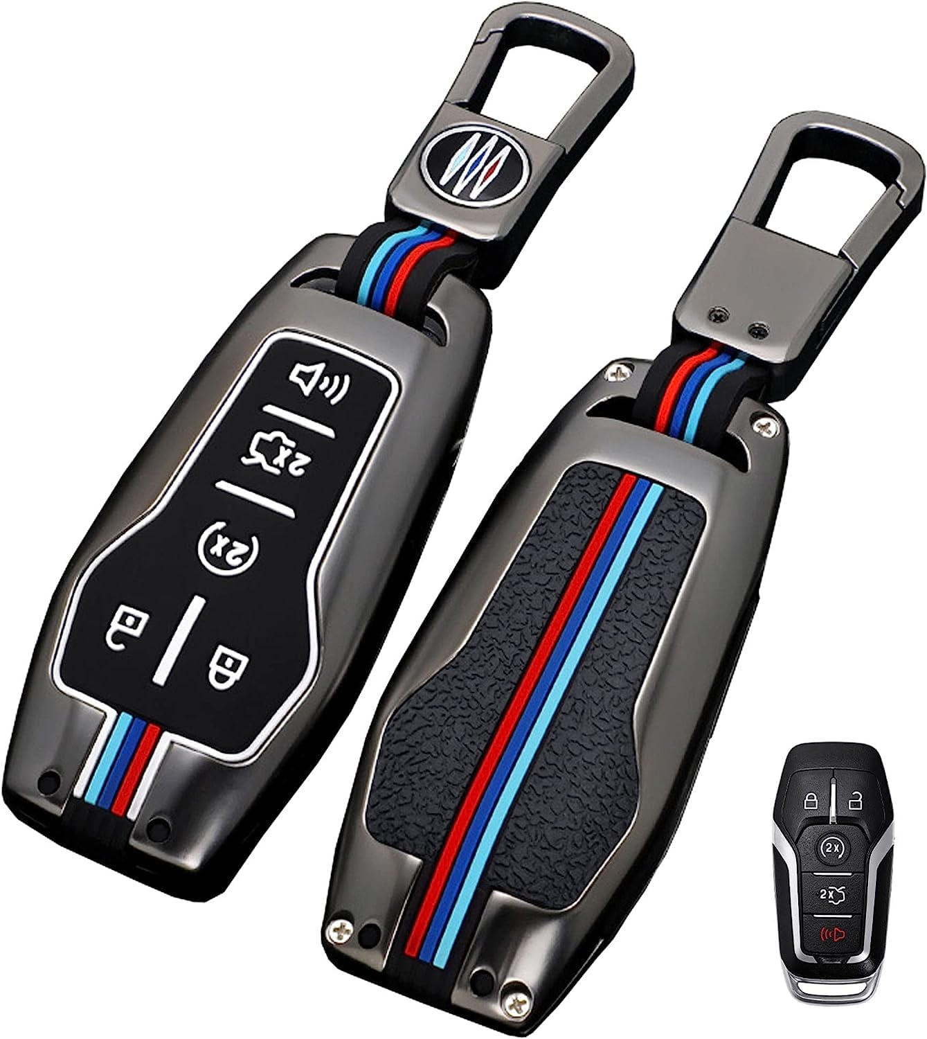 Intertest For Ford Key Fob Cover TPU Key Protector Shell Keyless Remote Smart Key Fit for Ford Edge Explorer Mustange Fusion Lincoln MKZ MKC (Gunmetal)