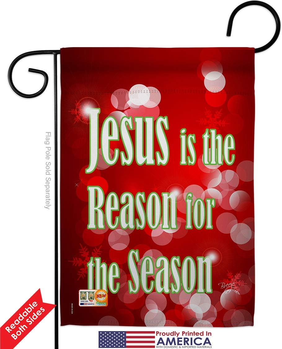 Breeze Decor Nativity Jesus is The Reason Garden House Flags Set Winter Three King Religious Holy Family Season Wintertime Christian Small Decorative Gift Yard Banner Double-Sided Made in USA 28 X 40