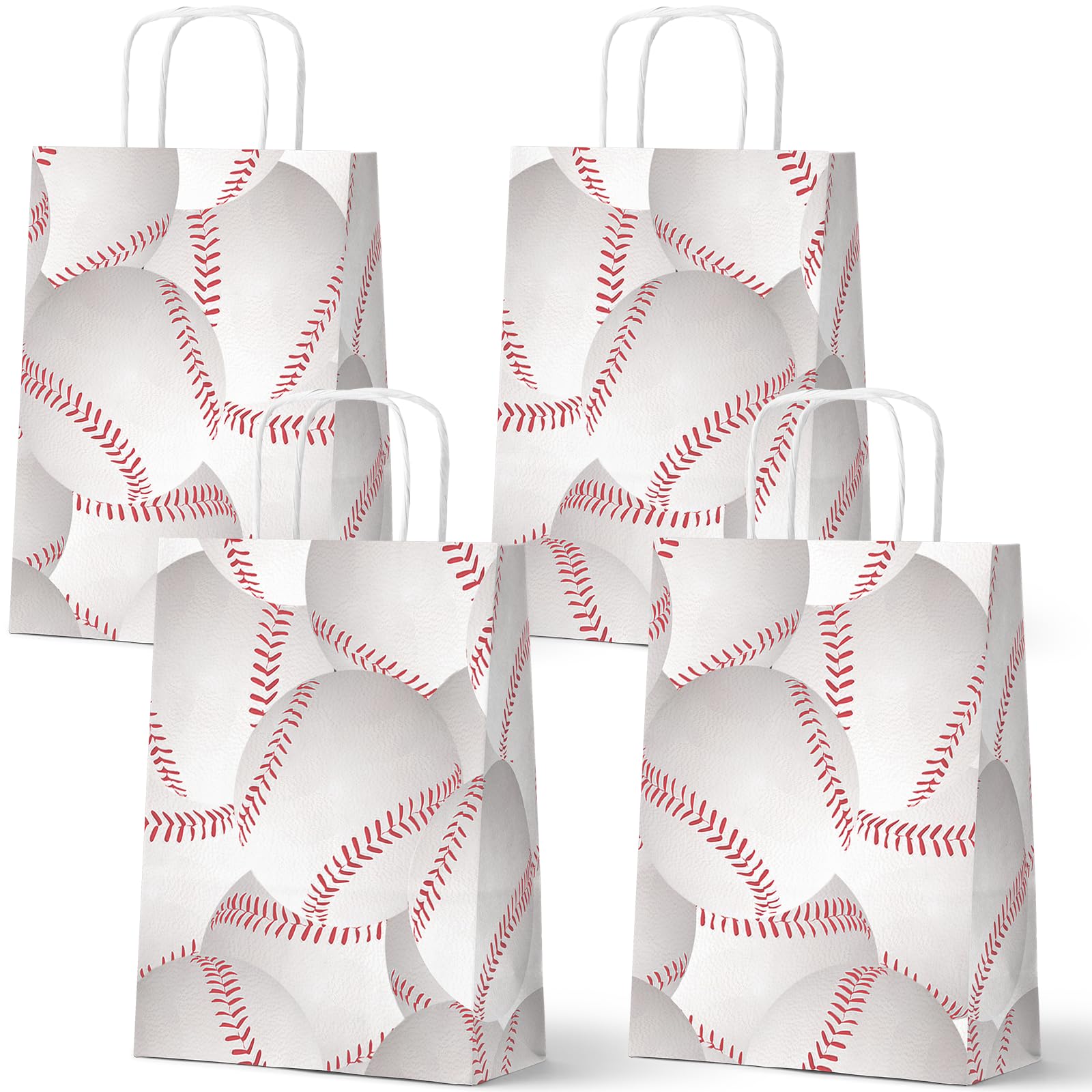 24 Pack Baseball Party Gift Bags, Baseball Goodie Bags with Handles, Baseball Party Favor Bags, Baseball Birthday Party Supplies