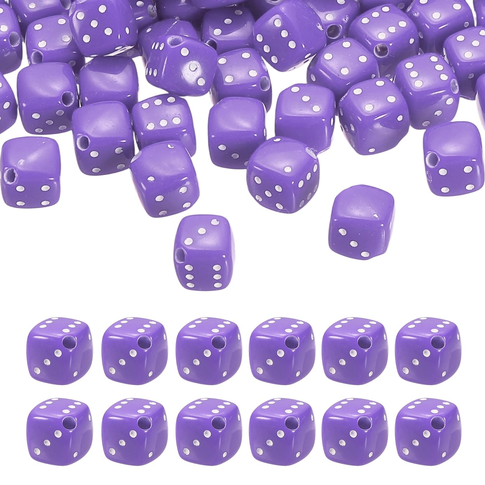 PATIKIL 100Pcs Acrylic Dice Bead, 8mm/0.3" Cube Dice Charm Beads Cute Keychain Pendant for Bracelets Necklaces Earrings DIY Crafts Jewelry Making, Solid Light Purple