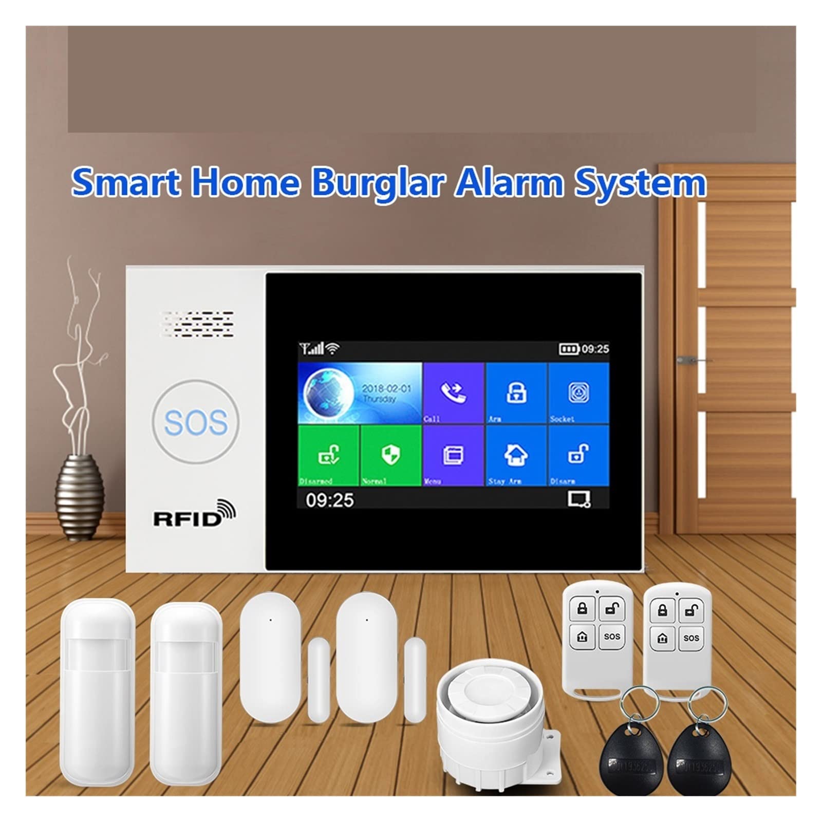 Sistema di Allarme di Sicurezza Domestica, Tuya gsm Alarm 4G Wireless antifurto for casa d'Affari Allarmi Touch Screen App Mobile Telecomando Smart Home Siren(A)
