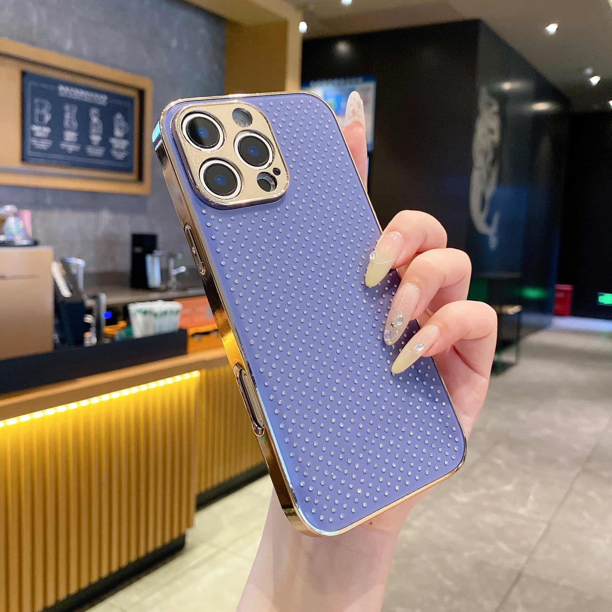 Coque paillettes iPhone 15 Pro Max luxe strass diamant bleu - 7