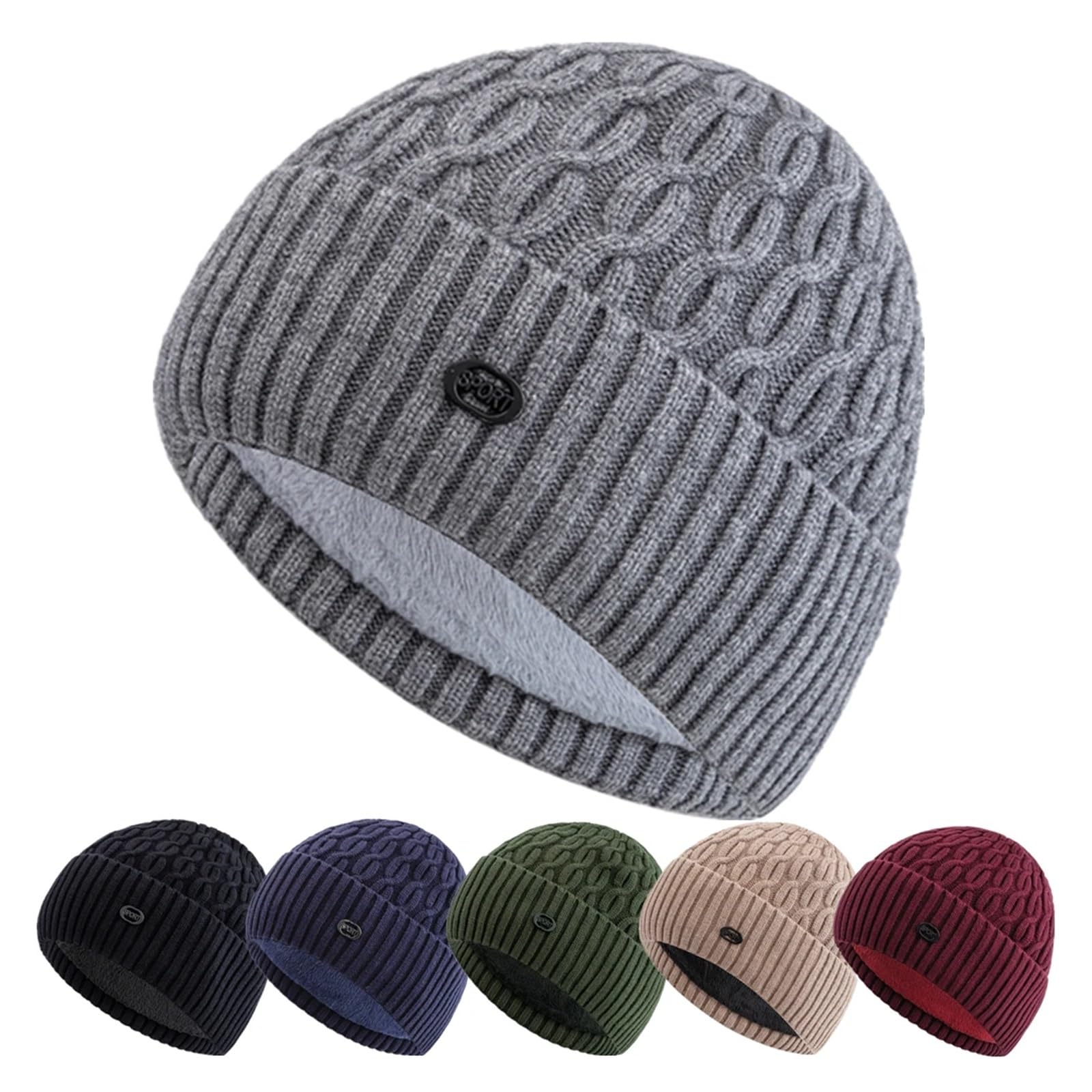 Elegancka i miękka czapka unisex, ciepła czapka zimowa z podszewką z futra dla mężczyzn i kobiet, gruba czapka z dzianiny do jazdy na nartach i sportów poślizgowych (czarna)