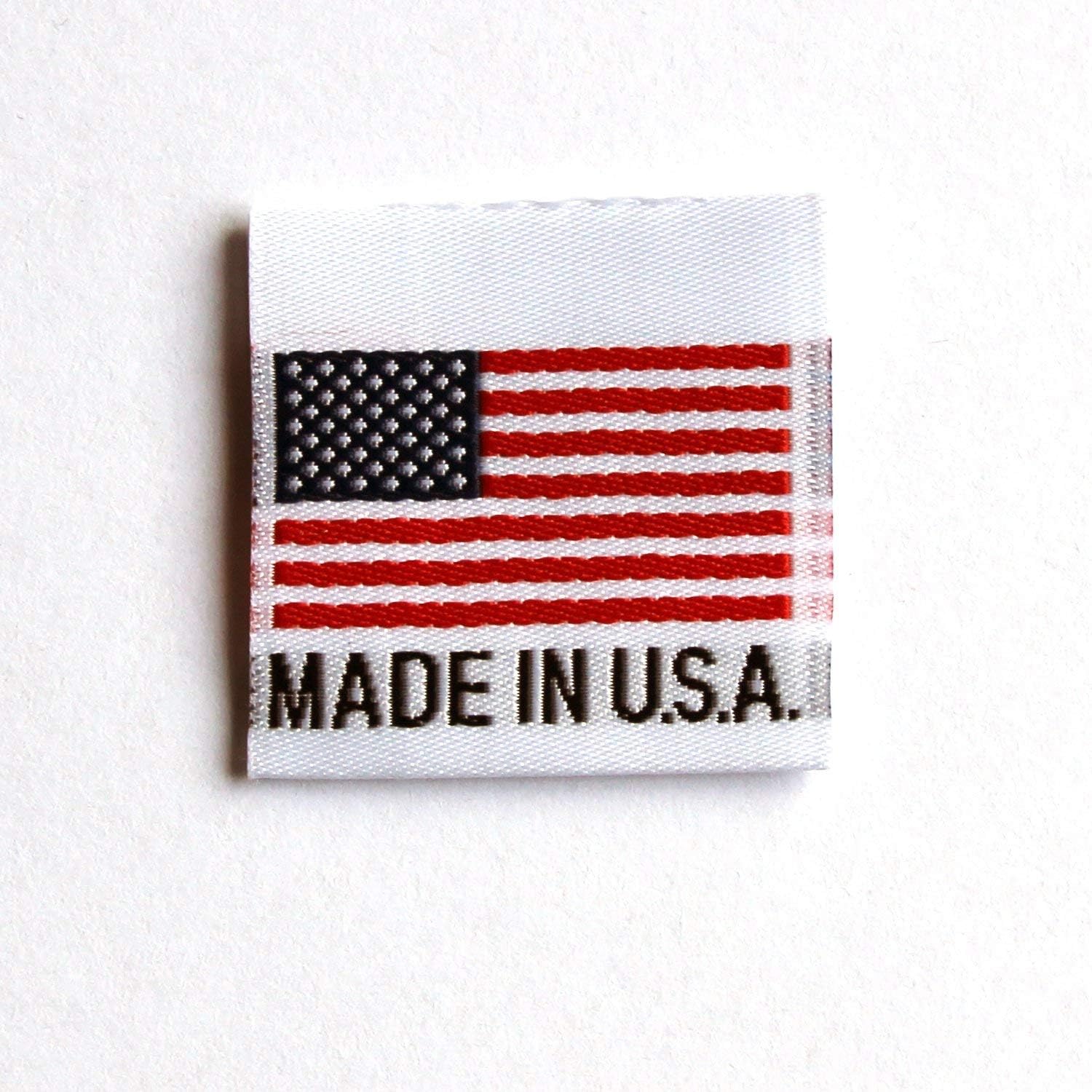 100 pcs Made in U.S.A. Woven Clothing Labels, American Flag,Handmade, Crochet, Knitters(100 Labels per Bag)