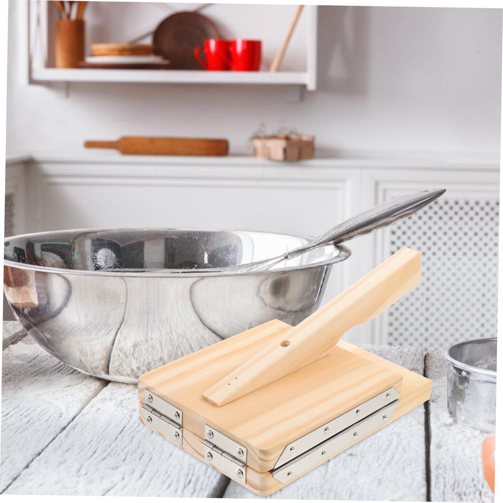 Hemobllo Pressa per Pasta Sfoglia in Legno Acciaio Inossidabile Utensile da Cucina per Pressare Impasti Spessore Uniforme Accessori per Gnocchi