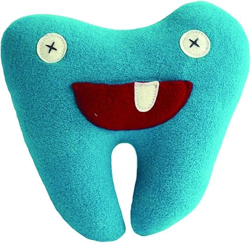 Cate & Levi - Almohada hecha a mano de hadas de dientes, fabricada en Canadá, forro polar ecológico de origen local (azul)