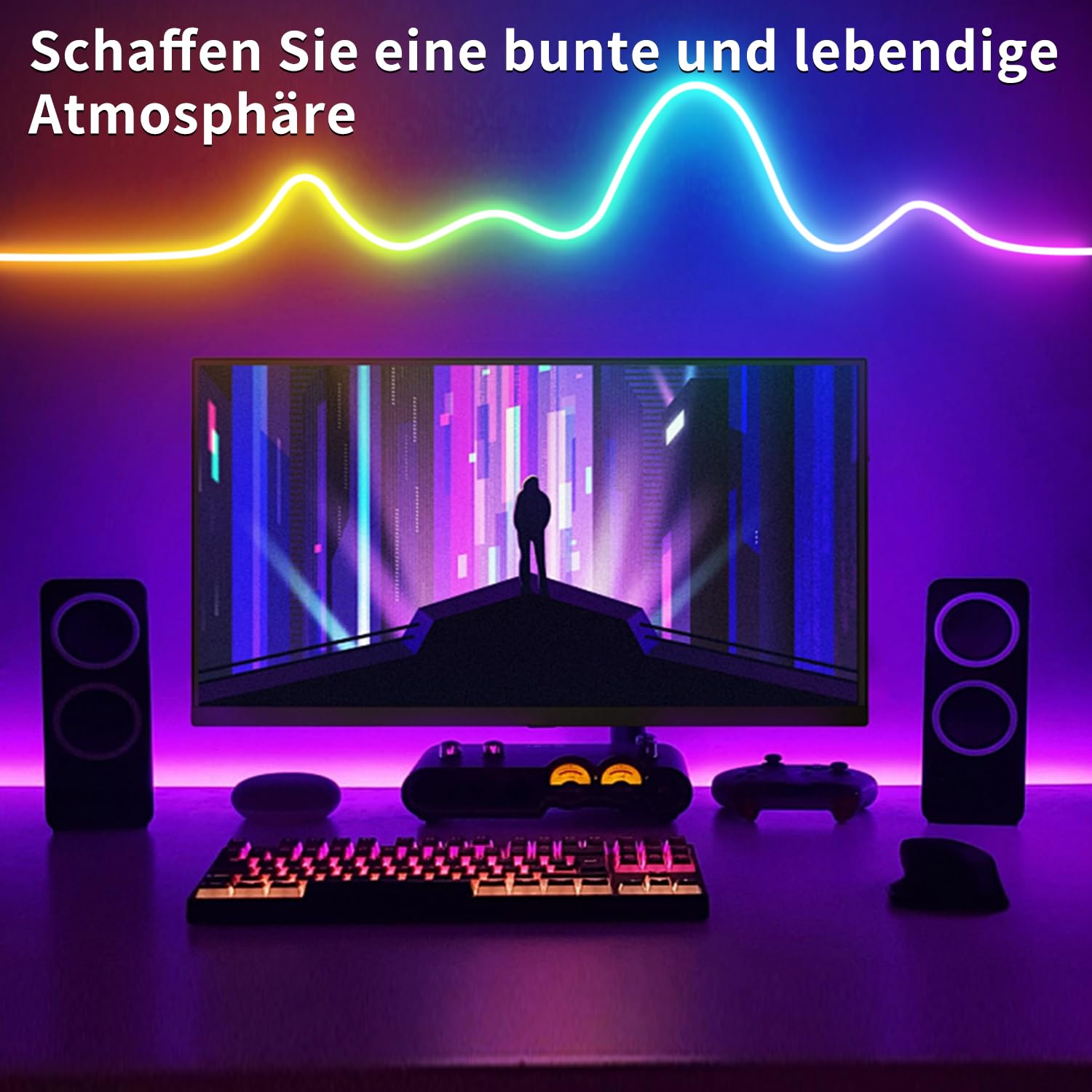 segrass Striscia LED neon IP65, impermeabile, 40 m, per camera da letto, flessibile, con controllo remoto/app, striscia luminosa RGB per interni ed esterni, camera da letto, decorazione della casa