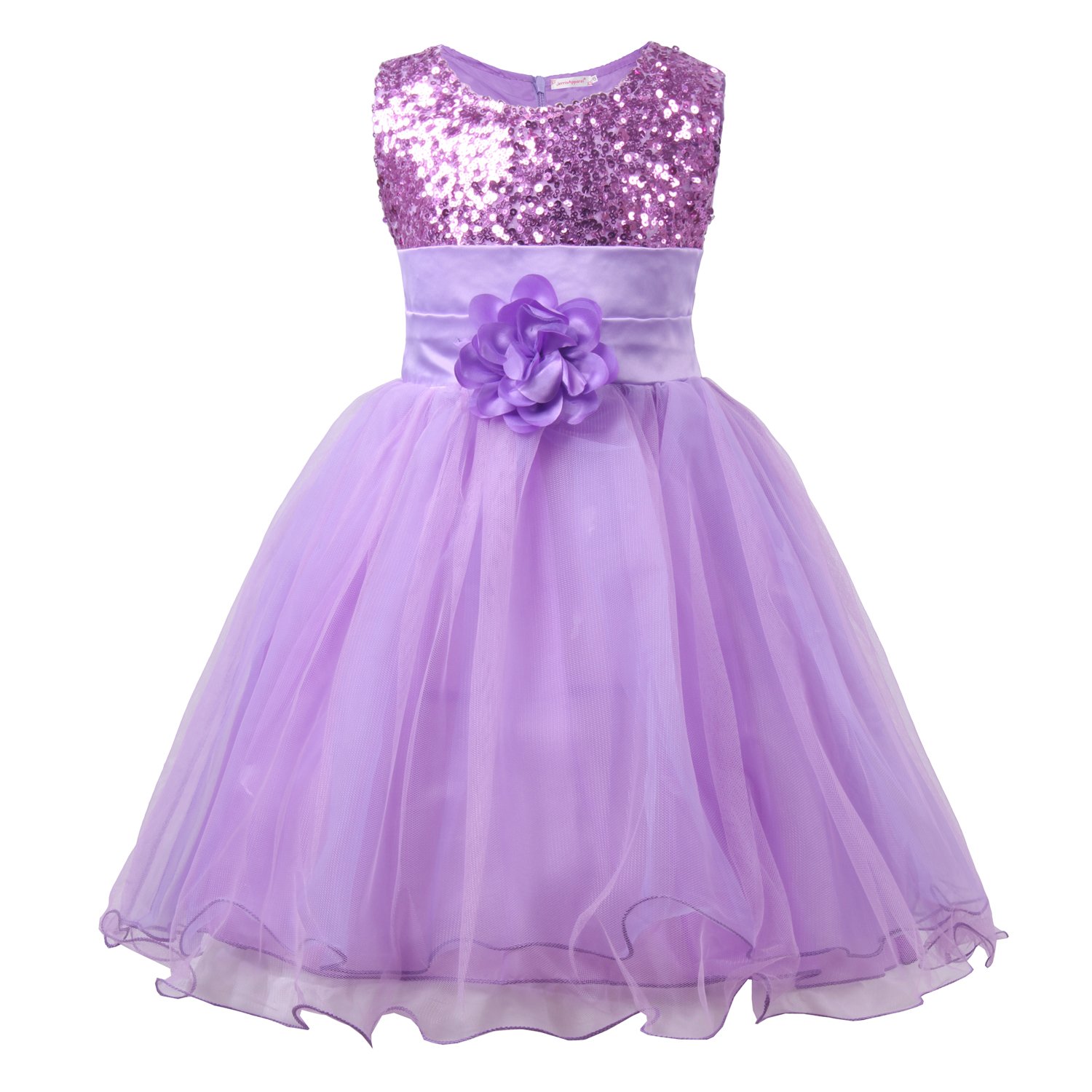 JerrisApparel niña Lentejuela Flor Princesa Vestido de Fiesta de cumpleaños de la Boda