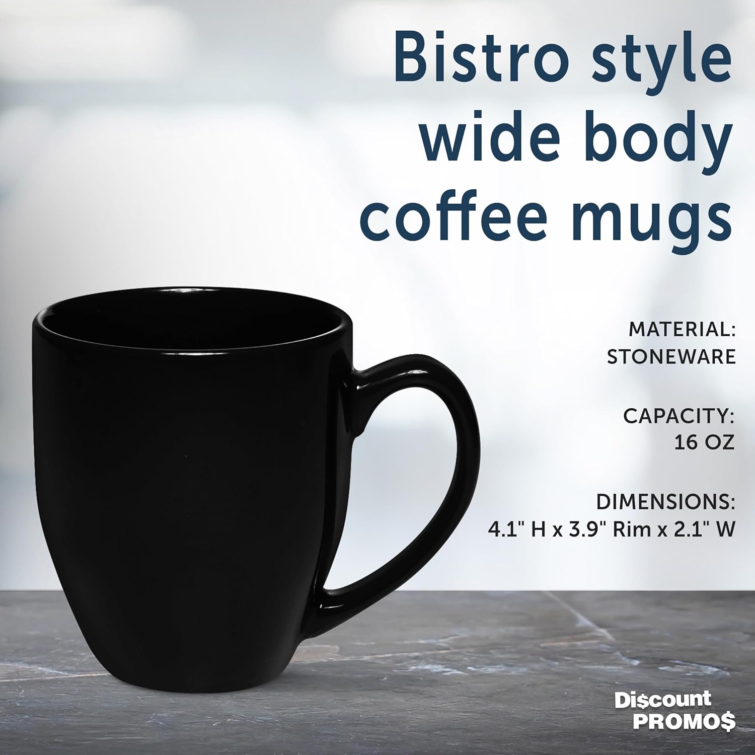 DISCOUNT PROMOS Large Coffee Cups 16 oz. Set of 10, Bulk Pack - Perfect for Tea, Espresso, Cappuccino, Hot Cocoa - Black