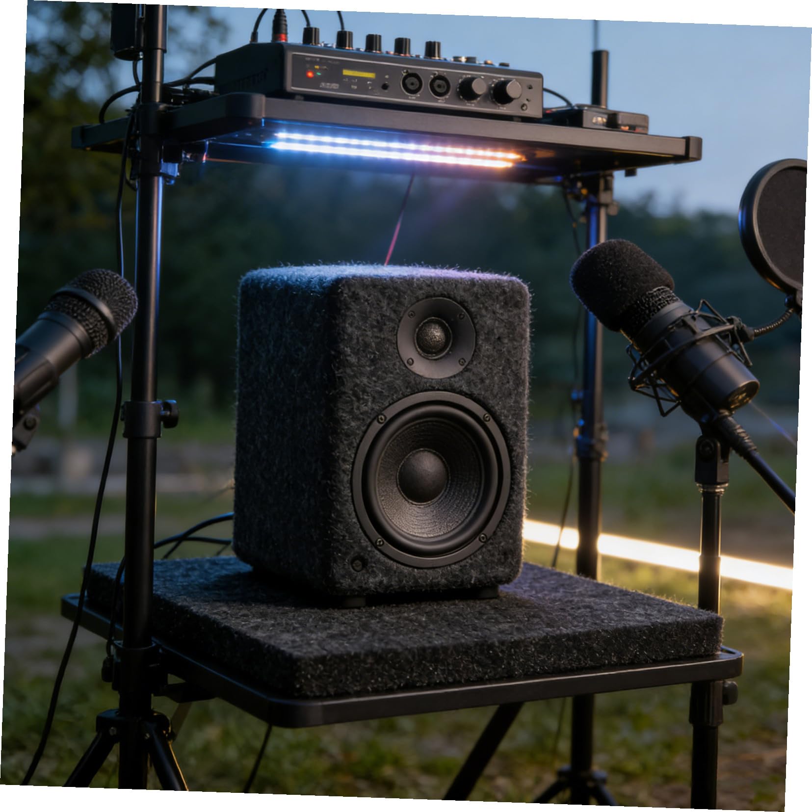 Vaguelly Almohadilla de Aislamiento para Altavoces y Subwoofer 30X40X5,2 CM, Base Antivibración en Poliéster Gris Oscuro, Diseñada para Mejorar la Calidad de Sonido en Habitaciones y Salas