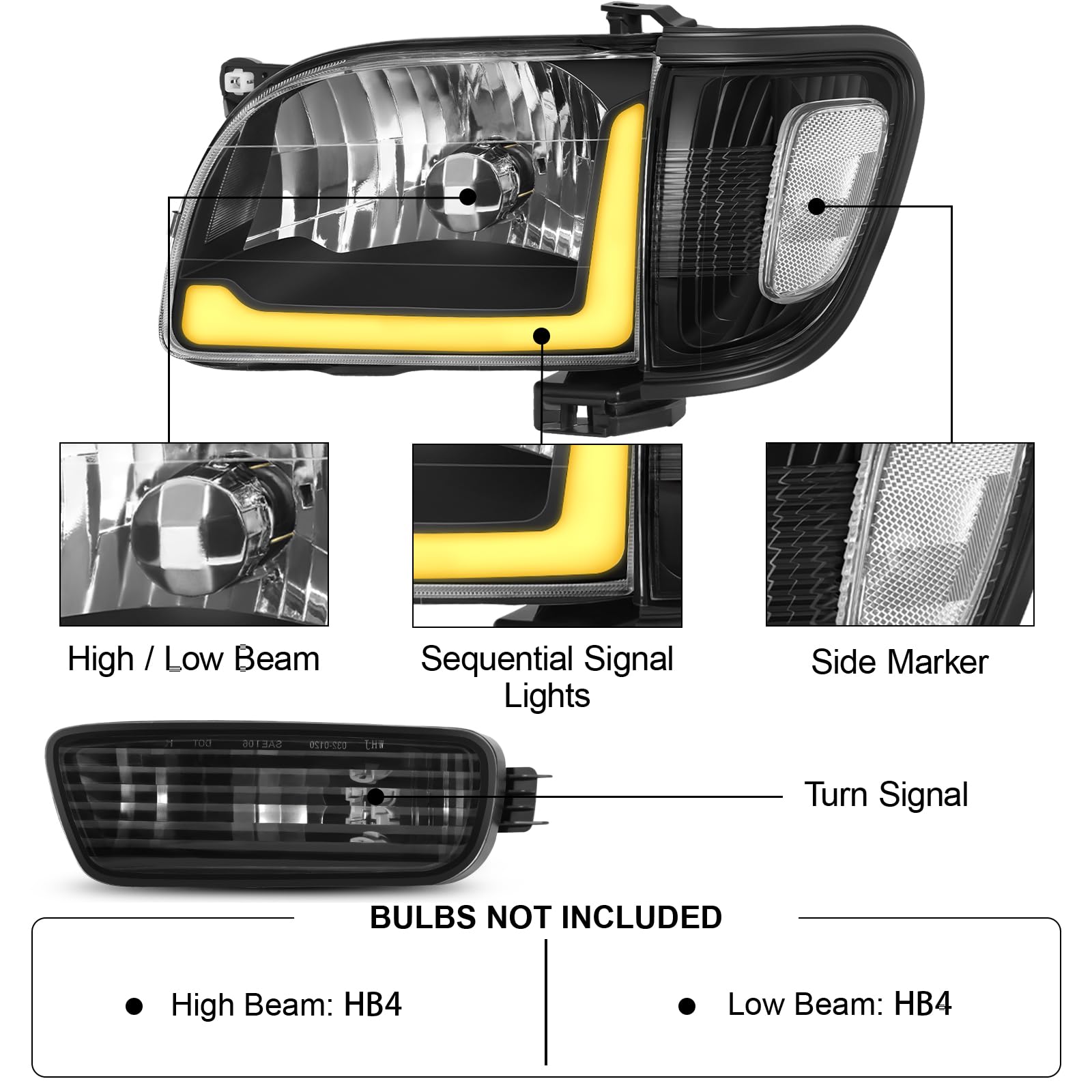Snapklik.com : LED Sequential Headlights Assembly Fit For 2001 2002 ...