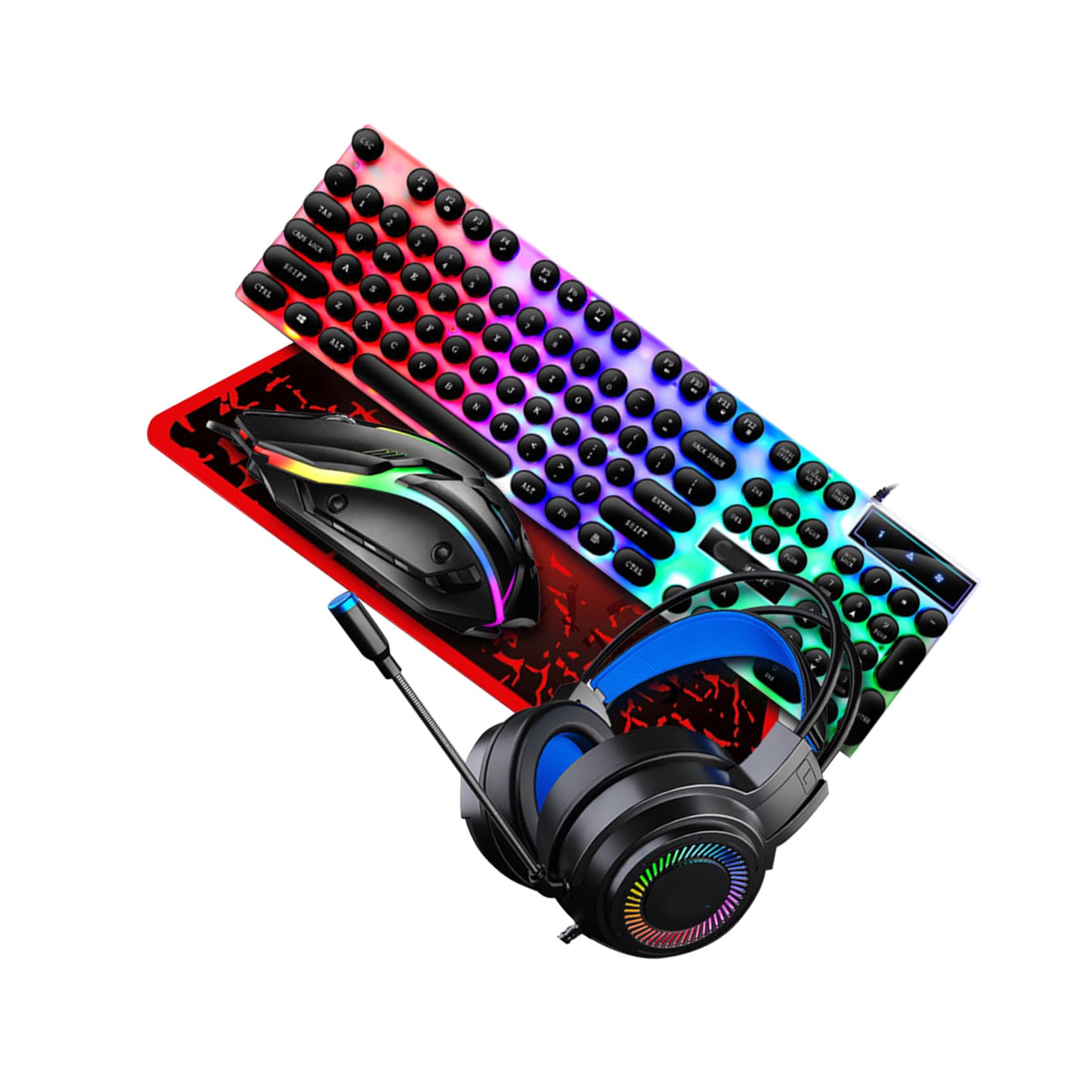 Tastiera e Mouse USB Cablati 104 Tasti in Abs Neri