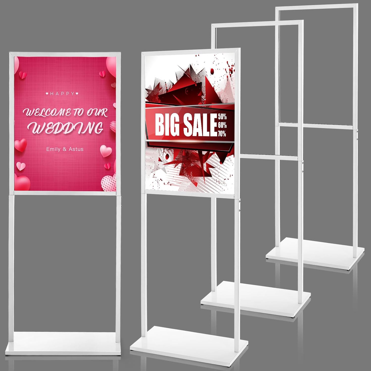 Blulu 4 Pack White Sign Holder Stand 24'' x 32'' Heavy Duty Poster Banner Stand for Display Poster Sign Stand Double Side Poster Holder with Non Slip Bases for Outdoor Indoor Store Business Display
