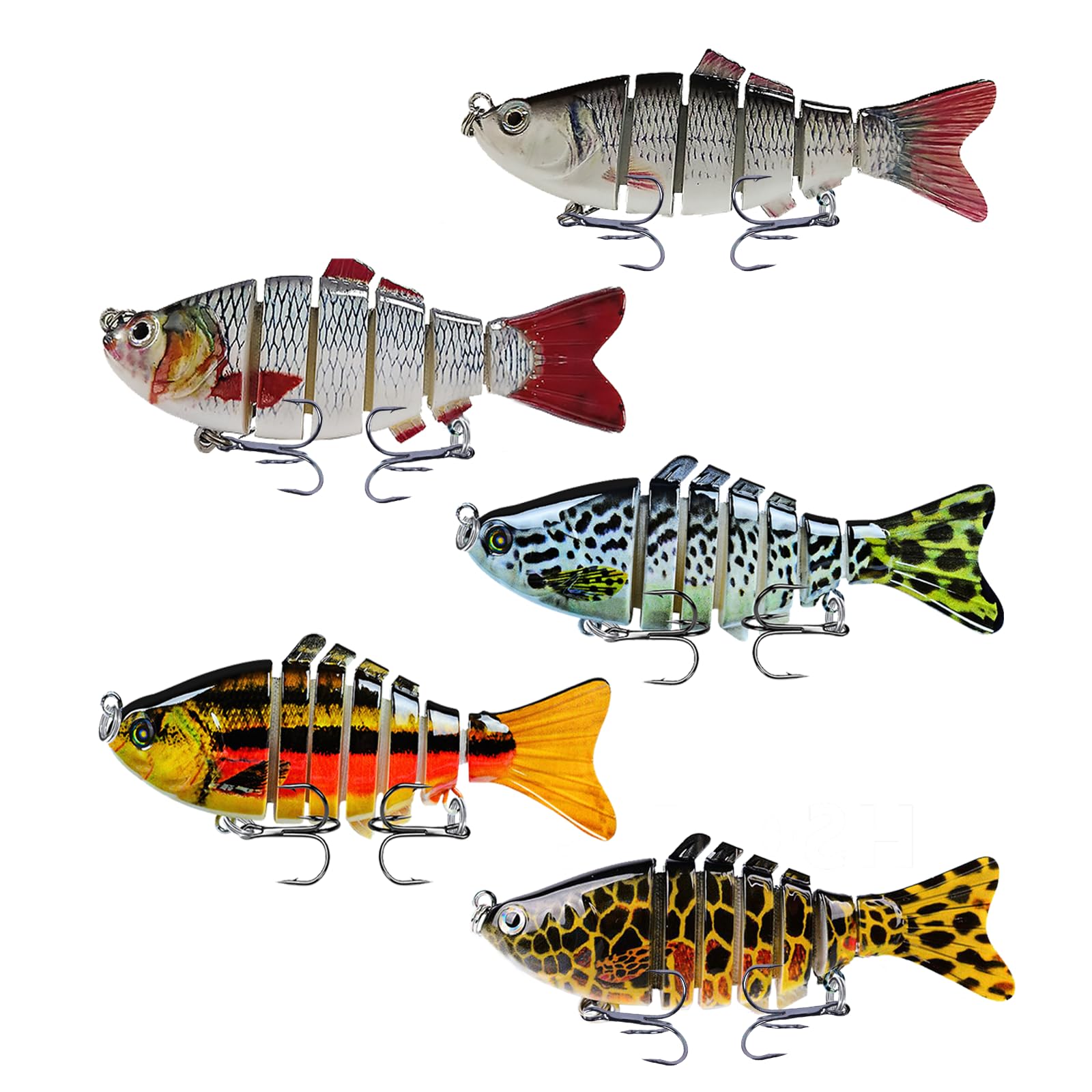 Shiawase Fishing Lures, Wobbler Pike Artificial Lures for Freshwater and Saltwater, Suitable for Trout/Pike/Perch/Walleye, Fishing Gifts for Men, Pack of 5