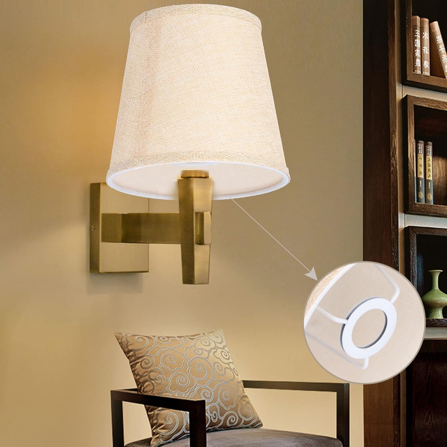 SHERCHPRY Abat- Jour en Tissu Évidé Petits Abat- Jour à à Clipser Couvercle de Lampe en Tissu pour Lampe de Table/De Bureau Lampadaire Lustre Suspension