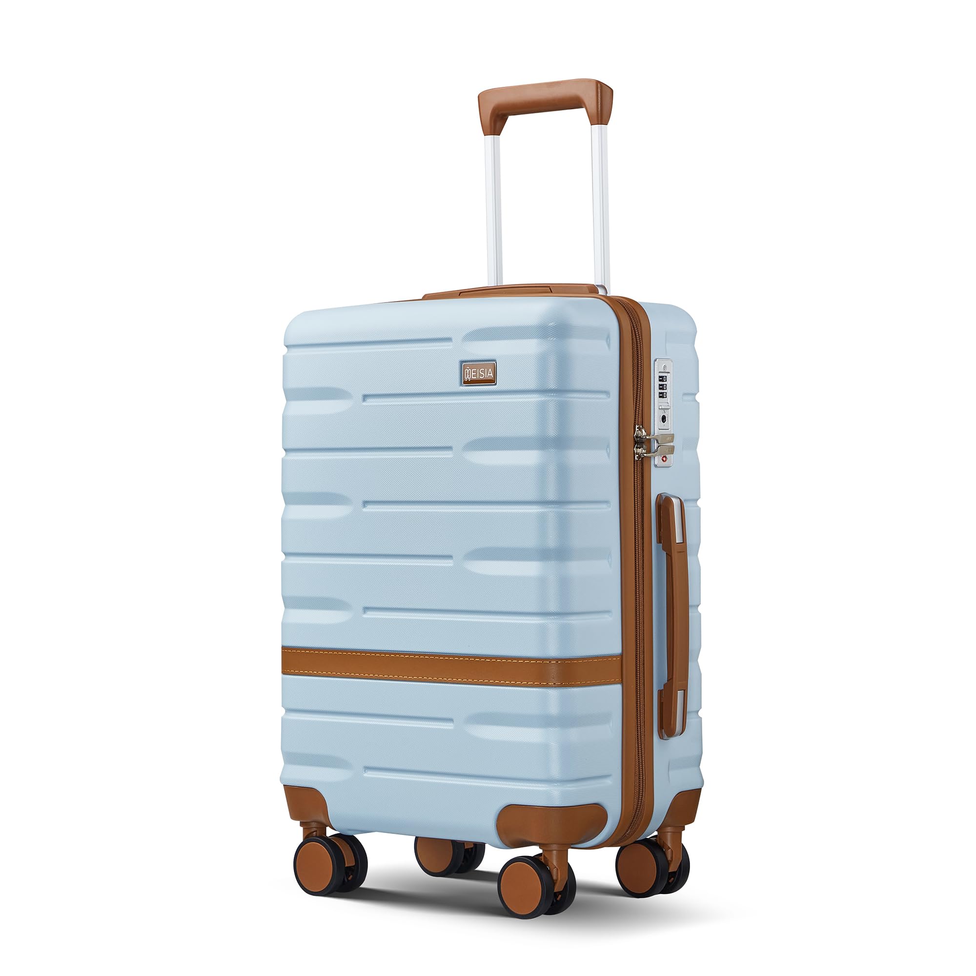 NEISIA Luggage Sets 3 Piece with TSA Lock Hardside PC+ABS Carry On Suitcase with YKK Zippers Lightweight Rolling Travel Luggage Sets with Spinner Wheels (Light Blue, 20 Inch)