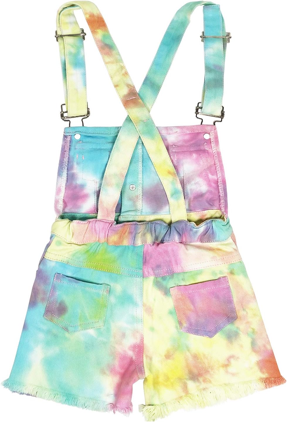 Peacolate 3-11T Little&Big Kids Girls Jumpsuit&Rompers Bib Overalls Colorful Tie-dye Shortalls Suspender Shorts Jeans Pants… - Image 2