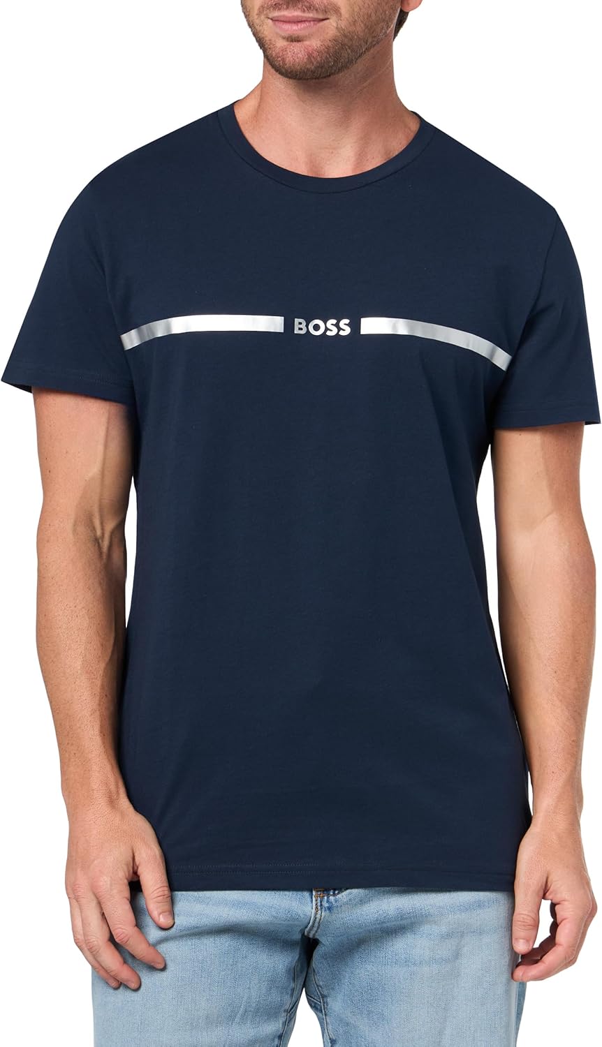 BOSS Mens Line Logo Cotton Blend T-Shirt