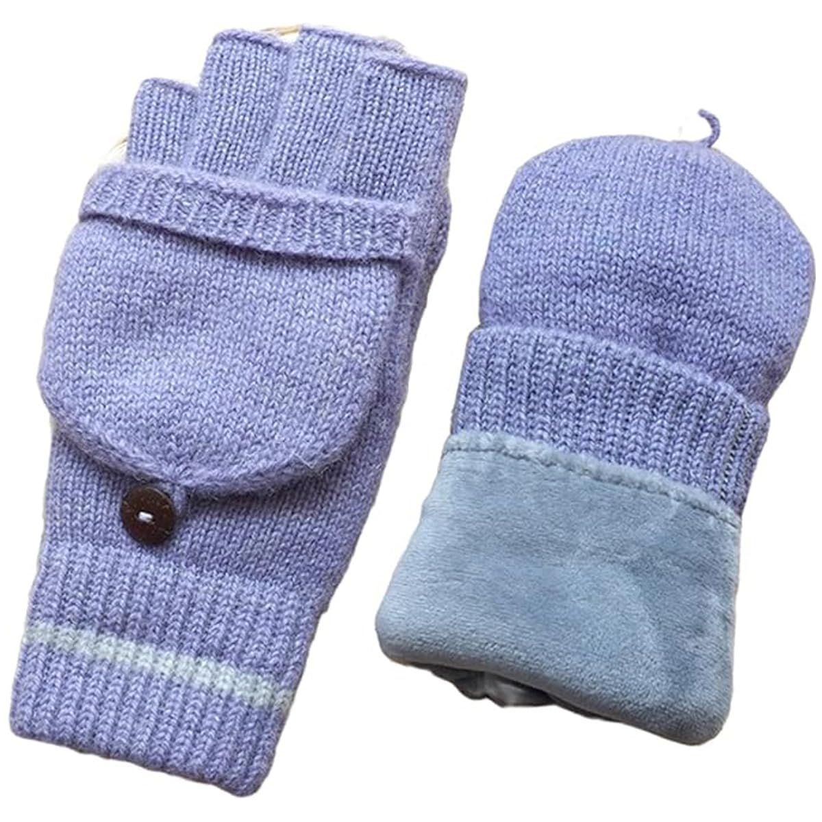 UNICOLD Guantes de punto sin dedos de invierno con aislamiento térmico, guantes convertibles cálidos con solapa para mujer