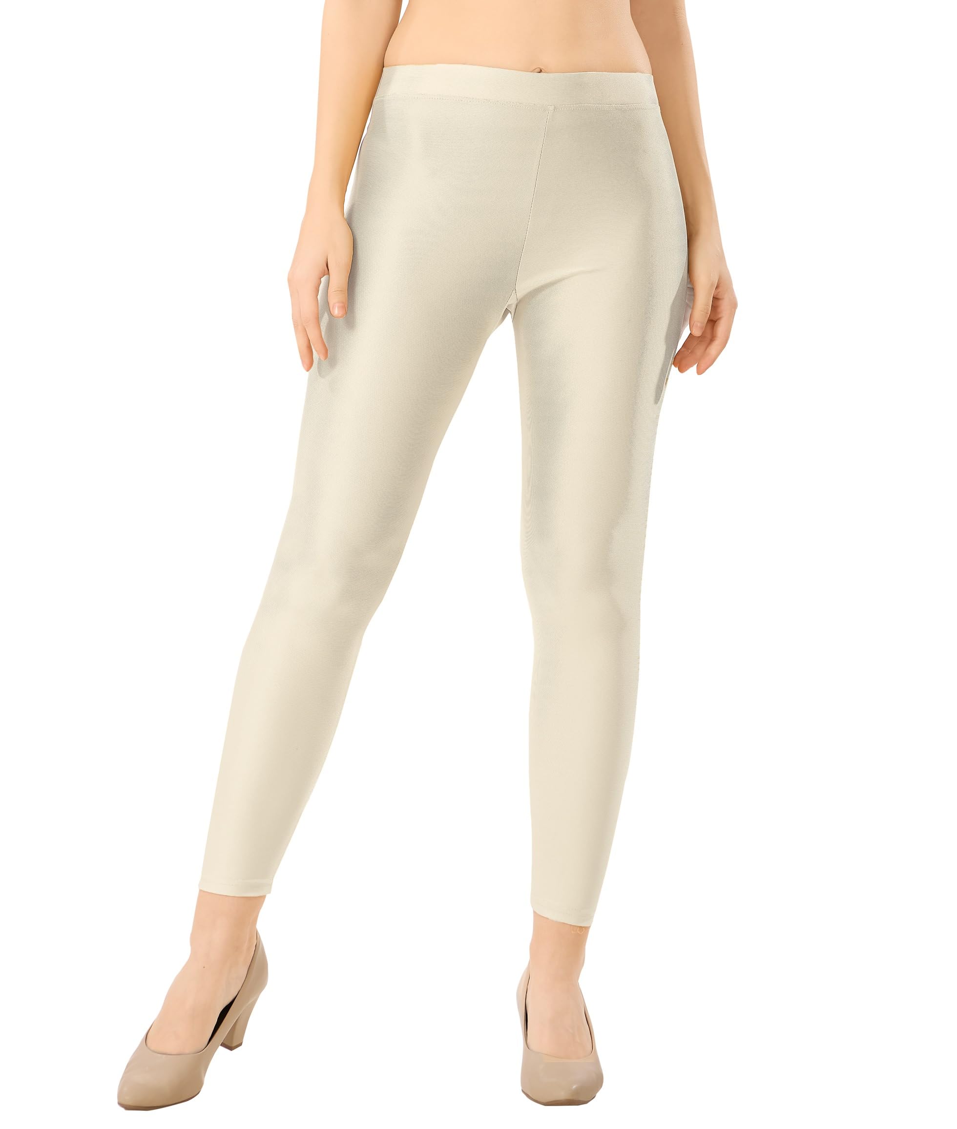 Tailored Cut & Slim Fit Stretchable Nylon Elasthane Fabric Ankle Length Shimmer Leggings for Women - Sizes - M,L, XL, 2XL,3XL,4XL