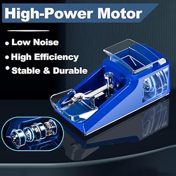 Cigarette Rolling Machine (Blue) | Fit tube with diameter of 0.31''/8mm; Fit King Size Tube ; Adjustable Filling Density; Spiral Feeding Design;