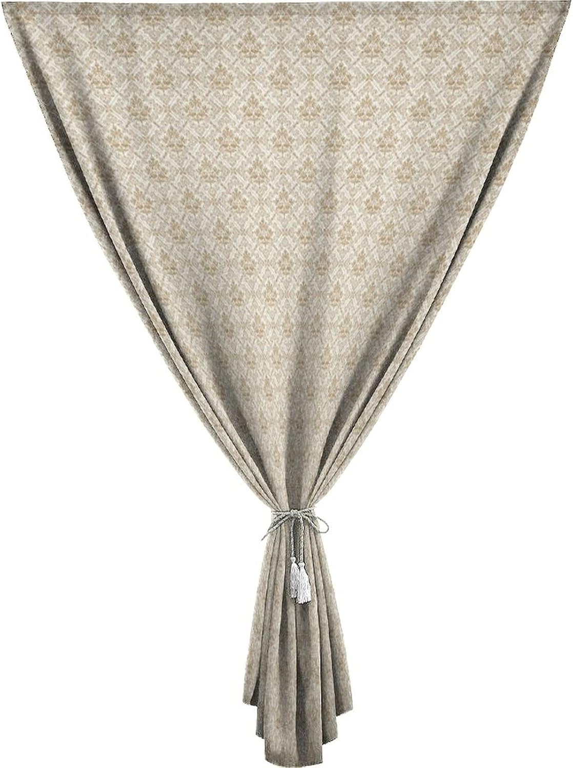 Self Adhesive Portable Blackout Curtains, Damask Room Darkening Curtains, Ornamental Squares Lines Print Temporary Blackout Blinds,59W x72L Inch, for Nursery,Children Kids Bedroom or Travel Use