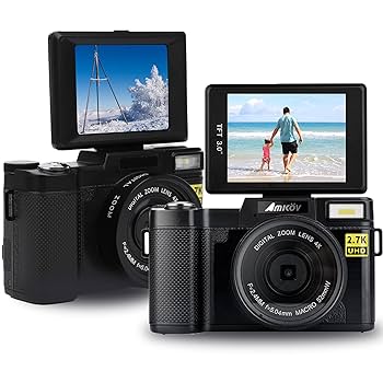Amazon | 3インチLCDスクリーンデジタルカメラ180度回転2.7K48MP