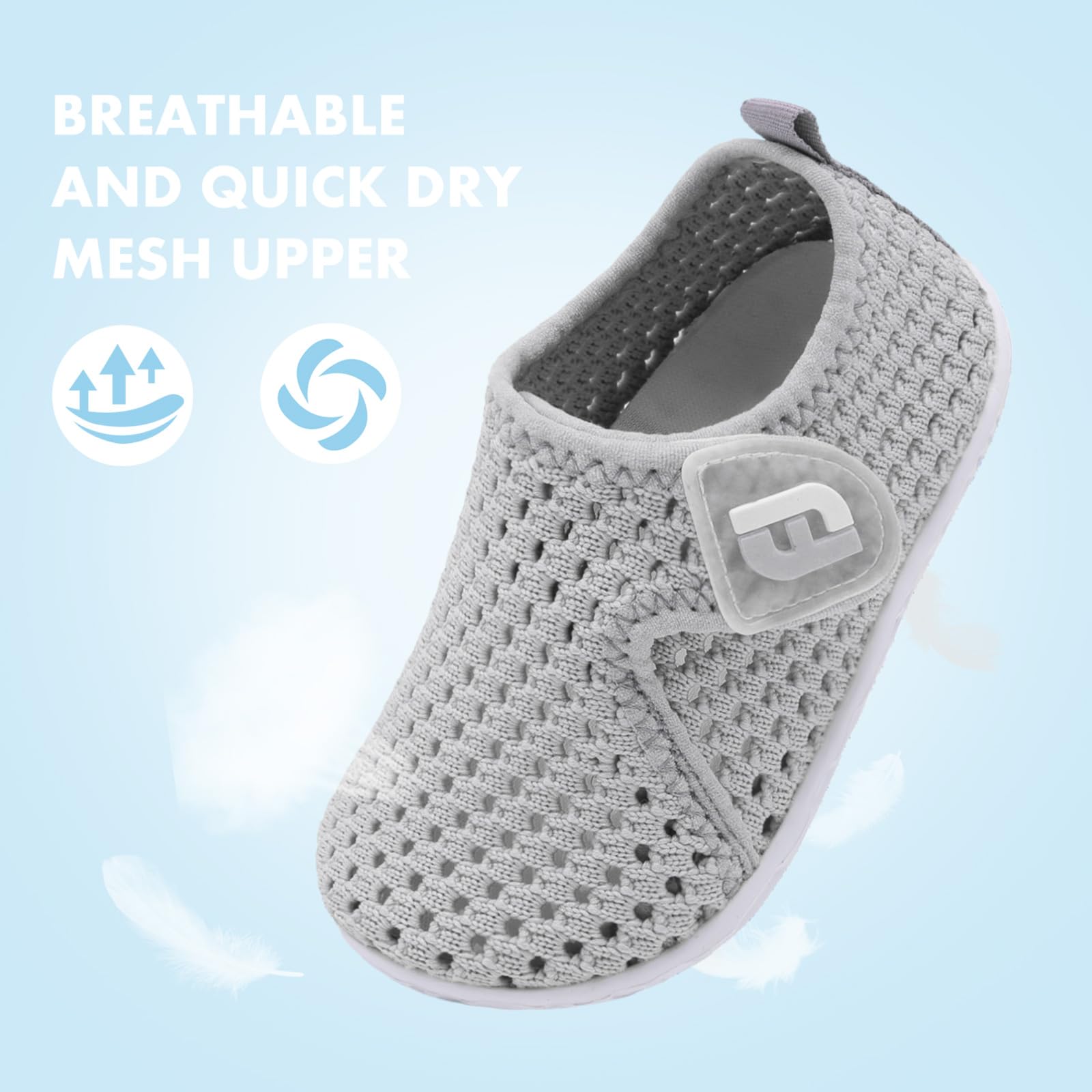 Toddler Boys Girls Sandals Baby Water Shoes Barefoot Sock Shoes Swim Water Shoes Walking Sneakers for Beach Swim Pool Mesh LightGrey 18-24 Months Infant