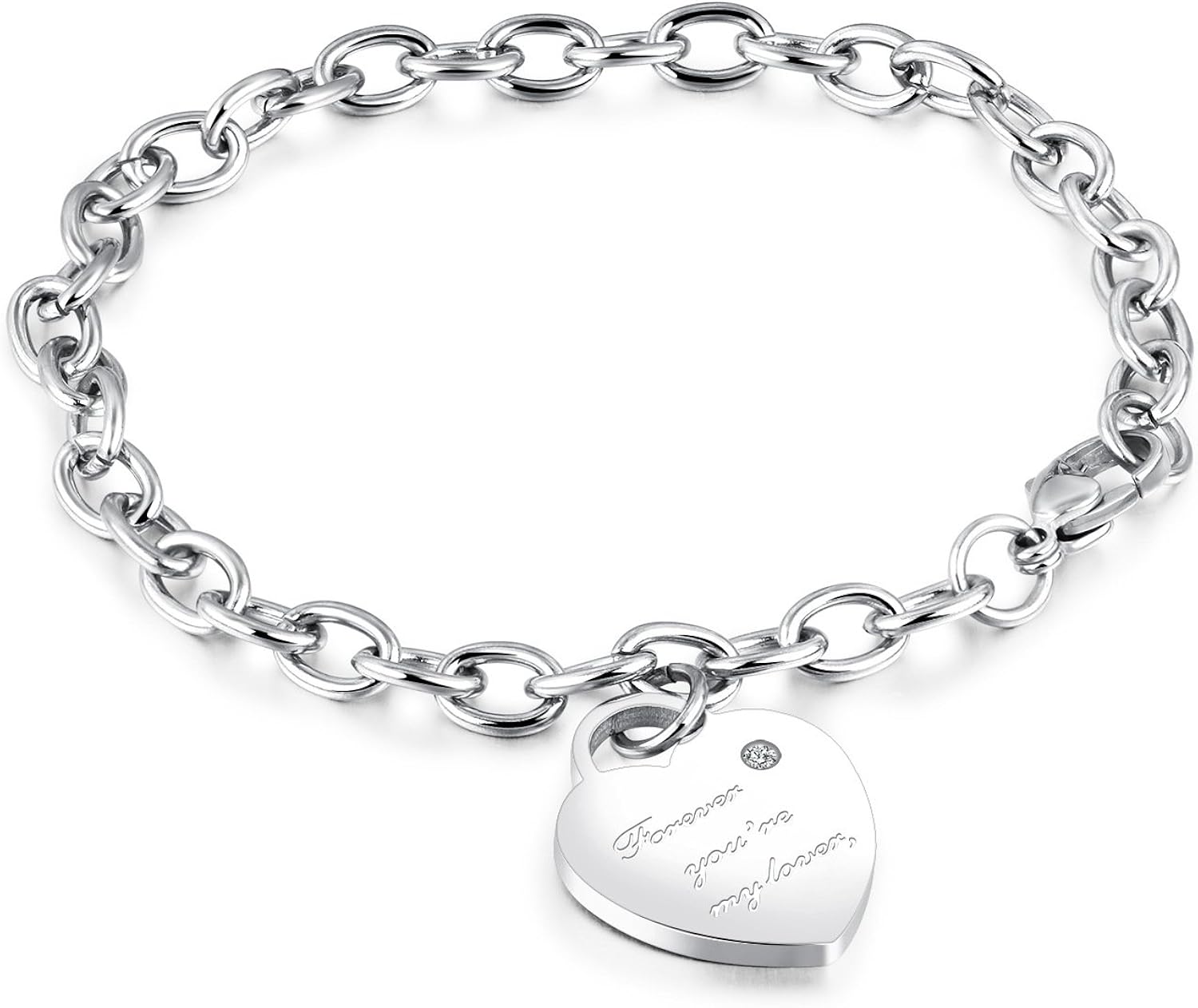 Deelfel ブレスレット レディース 人気 安い 可愛い シルバー プレート ハートブレスレット ジルコニア 仕上げ ステンレス アレルギー対応 ファッション Deelfel ブレスレット レディース 人気 安い 可愛い シルバー プレート ハートブレスレット ジルコニア 仕上げ ステンレス アレルギー対応 ファッション