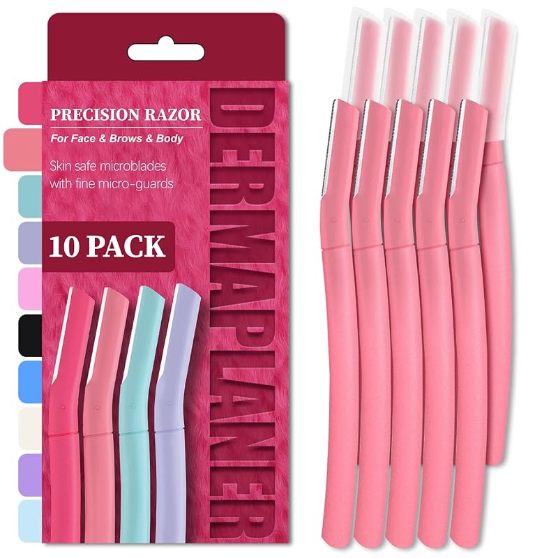 BULIMICA Aparelho de Barbear Facial Descartável com Lâmina de Aço Inoxidável, Rosa Blush, 10 unidades