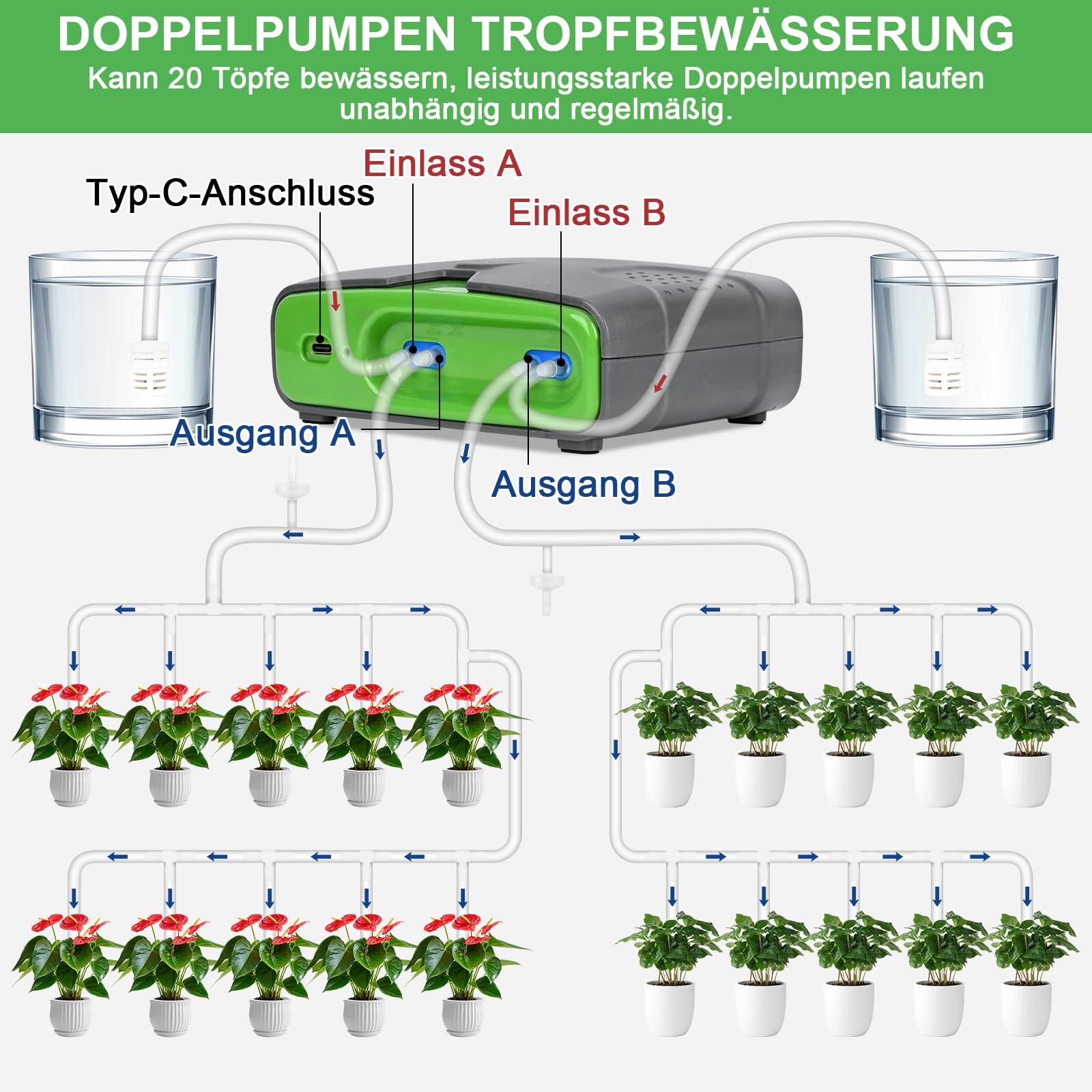 15 m x 2 stuks druppelirrigatieset tuinirrigatiesysteem doe-het-zelf