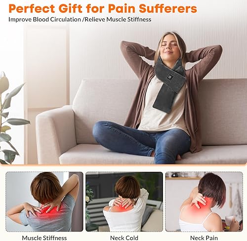 Miniatura 4 de Almohadilla térmica inalámbrica recargable para el cuello calentador de cuello de banco de energía de 5000 mAh para aliviar el dolor envoltura