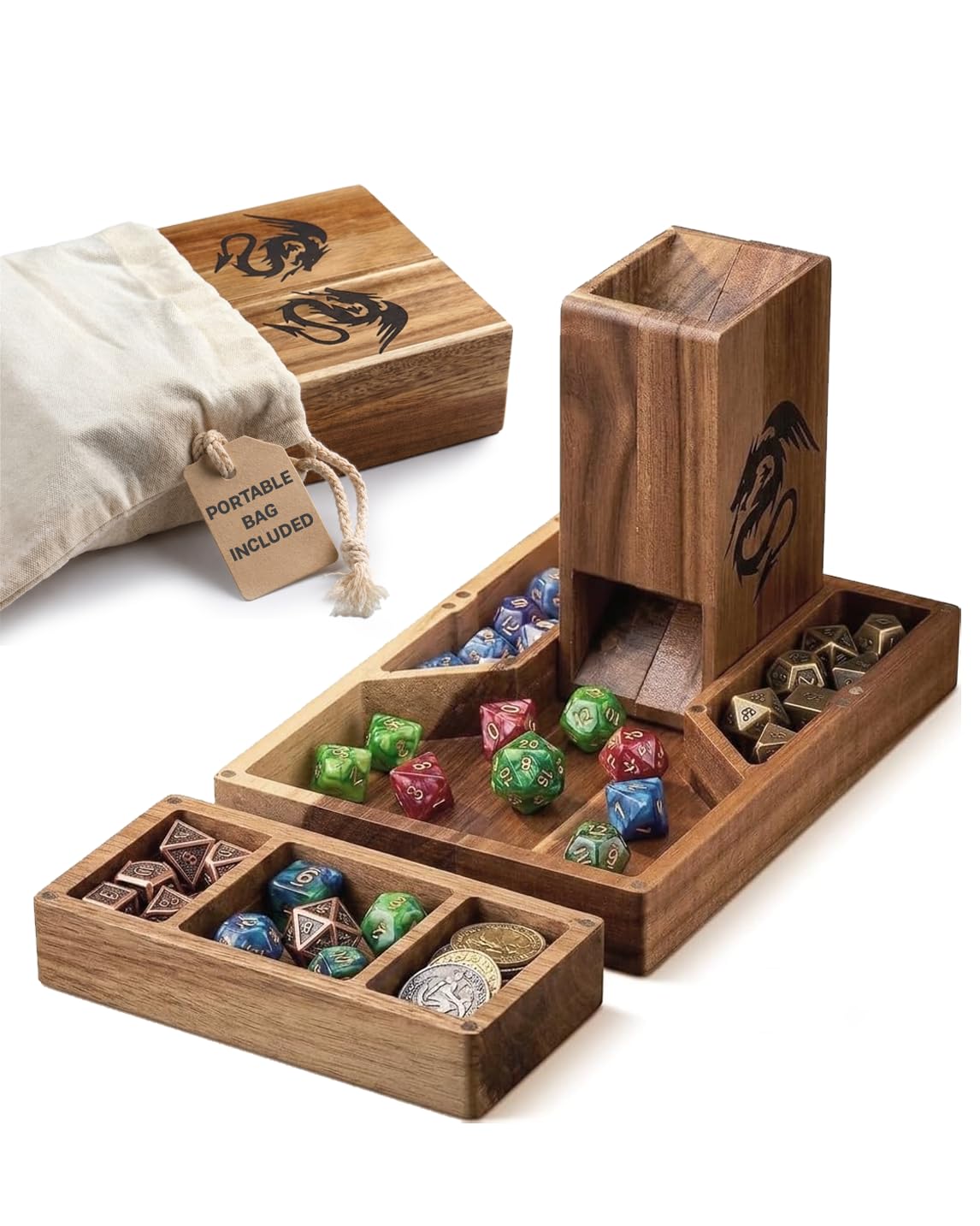 Amazon.com: Tapeera Wooden Magnetic Dice Tower with Tray