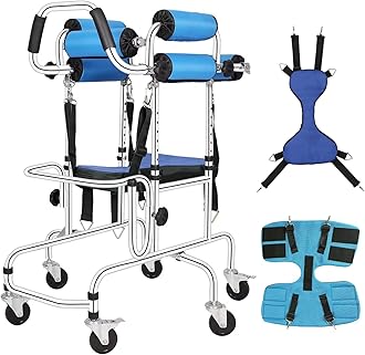 6-Wheels Walkers Disabled Children Cerebral Palsy Disabled Kids Walker, Upgrade Double Cushion Auxiliary Equipment Rehabilitation Standing Walking Aid for Lower Limb Training and Assis